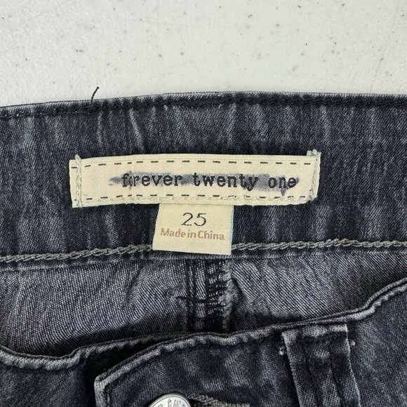 FOREVER 21 Women's Black Wash Low Rise Jeans Size 25 Straight Leg Stretch - Picture 6 of 11